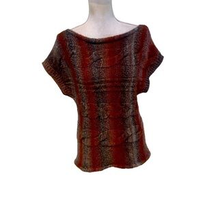 Vintage Fioreblu Italian boat neck cableknit vest sweater rust/earth tones small